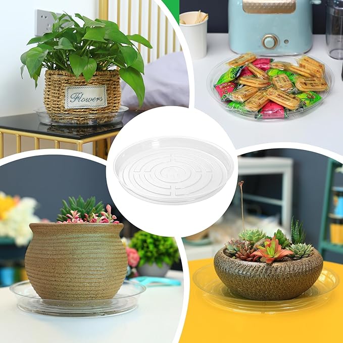 UltraOutlet 32 Pack Clear Plant Saucers for Indoors (6, 8, 10, 12 inch) Drip Trays to Catch Water Indoor Plants Plastic Plant Trays Bulk