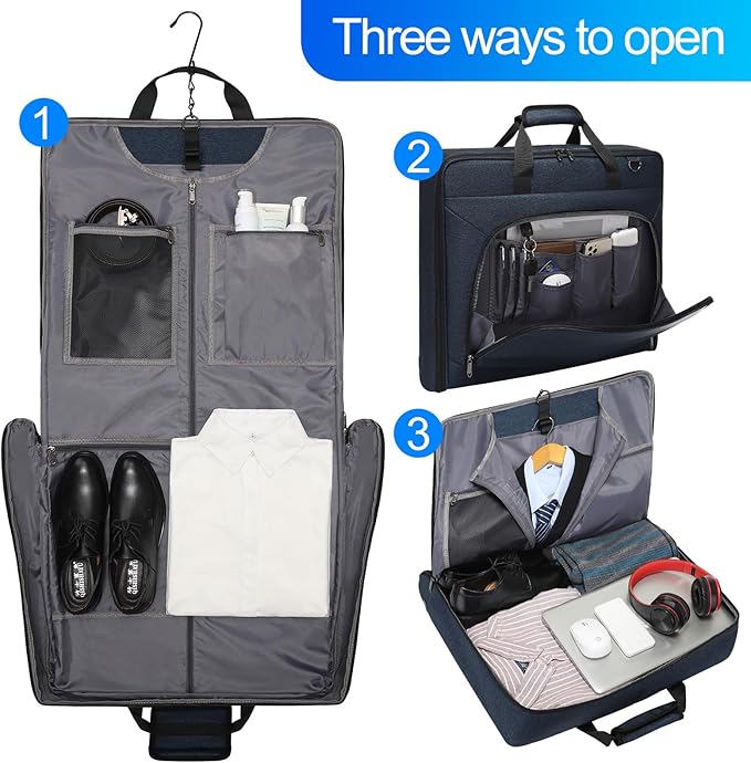 Modoker Carry On Garment Bags for Travel Hanging Clothes Suit Bag Luggage Organizer, Foldable Suit Carrier Gift for Men Women