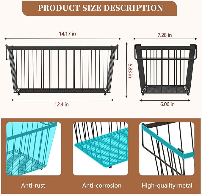 ANJUBAN Enhanced Leak-Proof Bottom - Freezer Organizer Bins ，6 Pack Stackable Deep Freezer Organizer Bins for 7 Cu.FT Small Chest Freezer，organization and storage，pantry organizers(6 Pack-black)