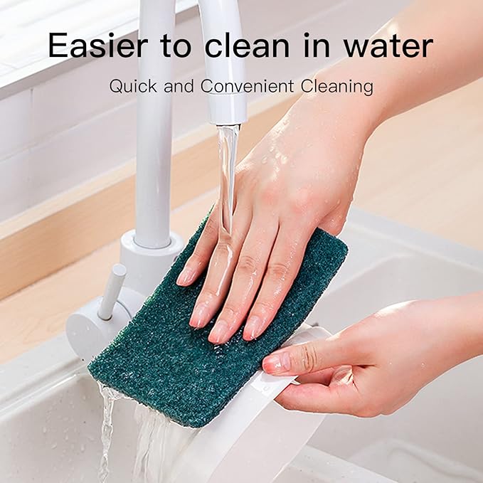 GUEICN Heavy Duty Scour Pads Sponge Dish Scrubber Non-Scratch Green Reusable Household Scrub Pads for Kitchen and Dish Cleaning Tool (24Pcs)