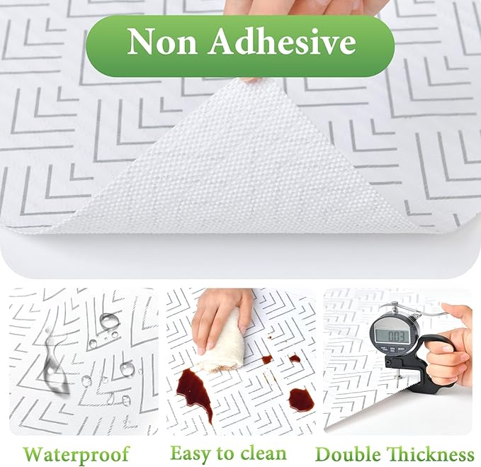 Shelf Liner for Kitchen Cabinets, Non-Adhesive Drawer Liner, Non-Slip, Thickened Shelf Liner Paper, Strong, Easy to Clean, for Toolbox Refrigerator with Knife and Tape Measure, Silver Arrow, 11.8 x 354.3 in