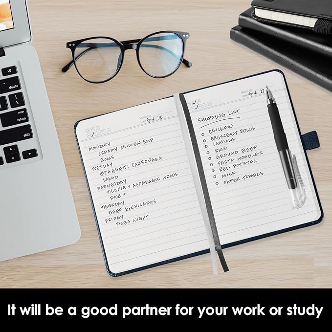 Small Notebook Journals, 3 Pack Mini Pocket Note pads for Men & Women Writing, A6 Small Leather Notepad 3.7" x 5.7" with Pen, Black, Red, Green