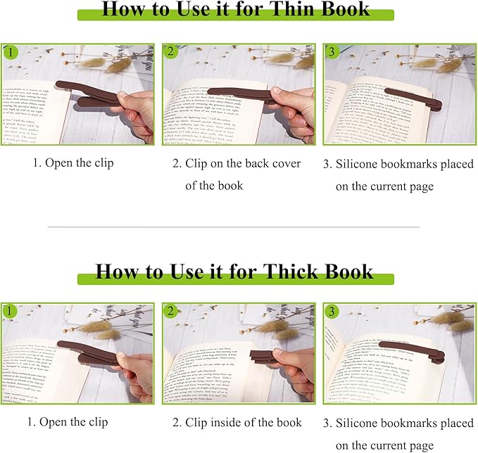 9Pcs Automatic Smart Bookmark, Book Marks for Reading Women Men Kids Book Lovers, Silicone Auto Book Mark Bookmarks for Reading, Unique Book Marker Bookmark Clip Page Holder Accessories
