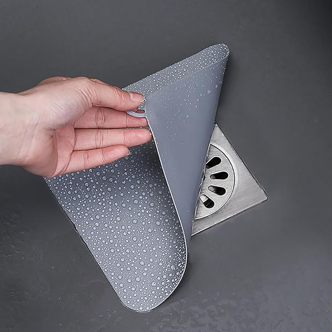 2 Pieces 8 x 8 Inch Silicone Tub Stopper Floor Drain Cover Sewer Anti-Odor Mat Deodorizing Drain Plugs for Kitchen,Bathroom and Laundry (Grey)