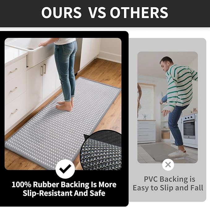 YDKGL Large Kitchen Runner Rugs Long Kitchen Mat Non Slip Washable, Super Absorbent Soft Chenille Braided Kitchen Mats for Floor, Rubber Backing Kitchen Sink Standing Mat, Easy Clean, Gray 36"x71"