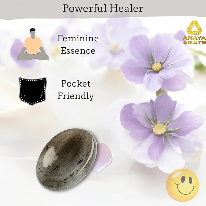 Iolite Worry Stones – Crystal Thumb Worry Stone for Anxiety, Stress – Relaxing and Soothing Balance Stones for Meditation, Stress Relief – Healing Stones and Crystals for Men and Women
