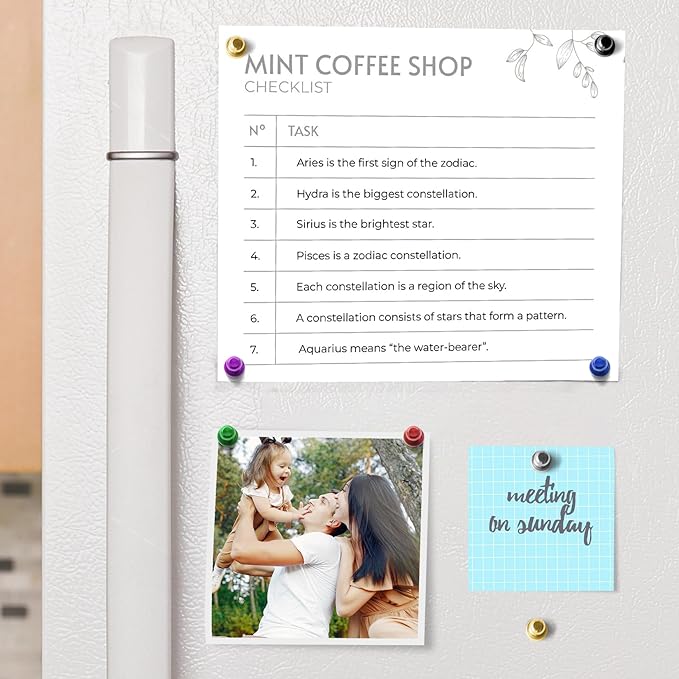 Strong Whiteboard Magnets, Cute Kitchen Magnets for Refrigerator, Tiny Gold Magnetic Clips, Magnetic Push Pins for Kitchen Decor and Accessories, Office, Gadgets, Pack of 56
