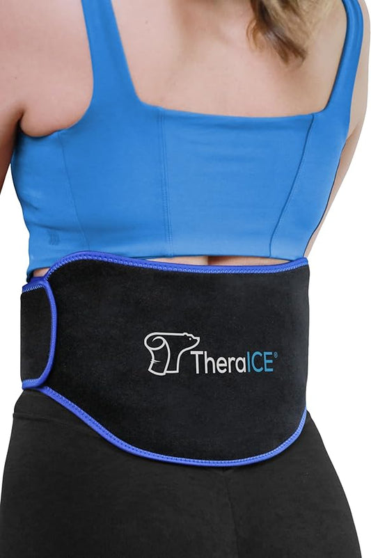 TheraICE Ice Pack for Back Brace for Lower Back Pain | 2 Hot or Cold Therapy Pain Relief Products for Sciatica, Herniated Disc., Lumbar Relief | 2 Heating Pads for Men or Women