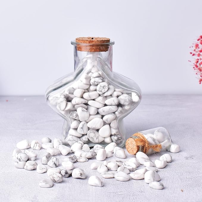 Polished Howlite Crystal Stone Set - 0.5" 10 oz, Handpicked Tumbled Gemstones Rocks, Pebbles for Reiki, Chakra, Healing, Home Decor