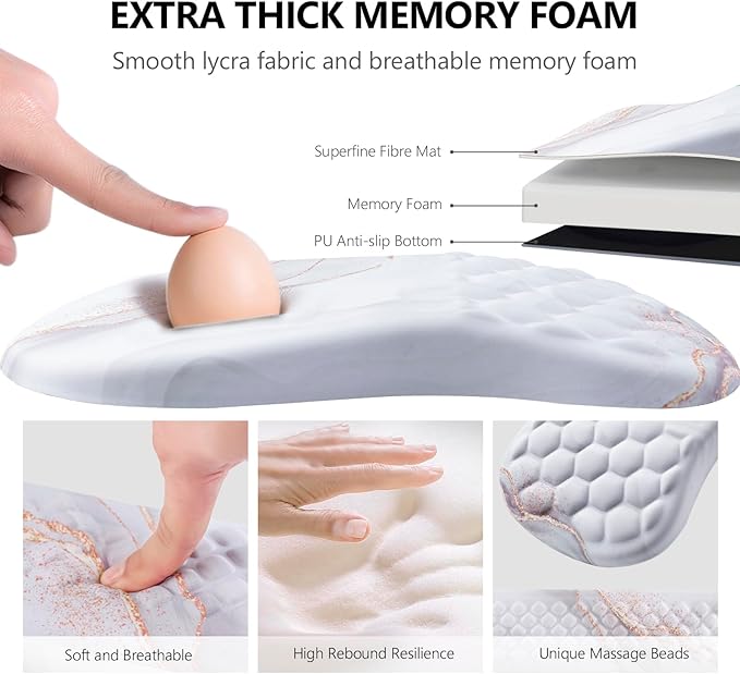 Mouse Pad Wrist Support, Laokiiy 2-in-1 Keyboard Wrist Rest + Ergonomic Mouse Pad, Non-Slip Wrist Rest for Computer Keyboard, Makes Typing Easy & Relieves Wrist Pain (White)