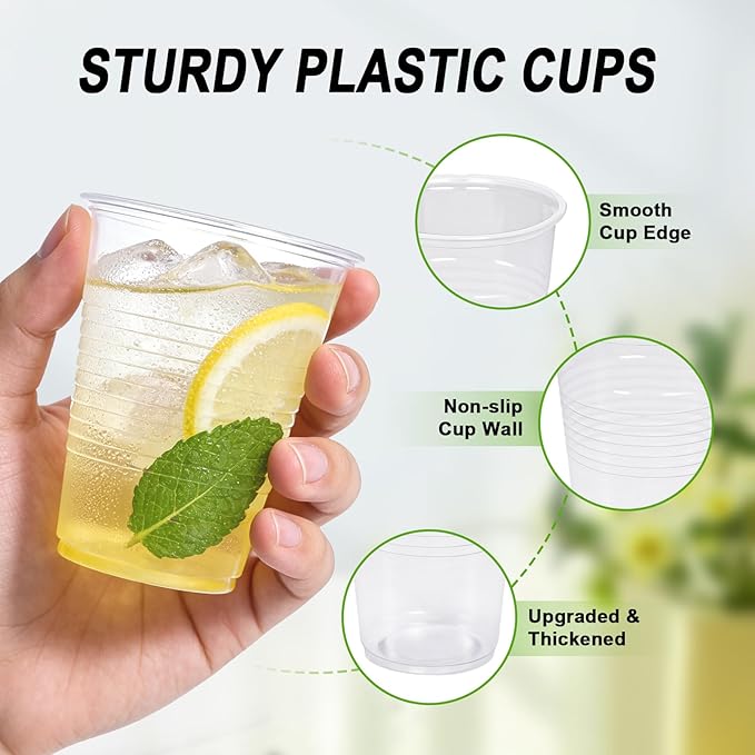 Lamosi 500 Pack 7 oz Plastic Cups, Disposable Plastic Clear Cups, Cold Drinking Water cups for Party, Wedding, Travel, BBQ, Picnic, Event