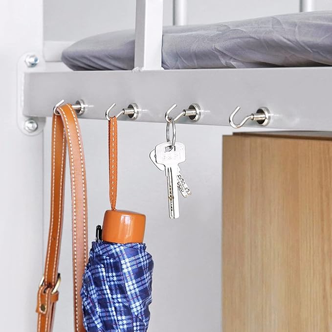 DIYMAG Magnetic Hooks Heavy Duty, 85 LBS Neodymium Magnet Hooks for Cabins, Kitchen, Workplace, Office, Garage and Indoor Hanging, Silver, Pack of 6