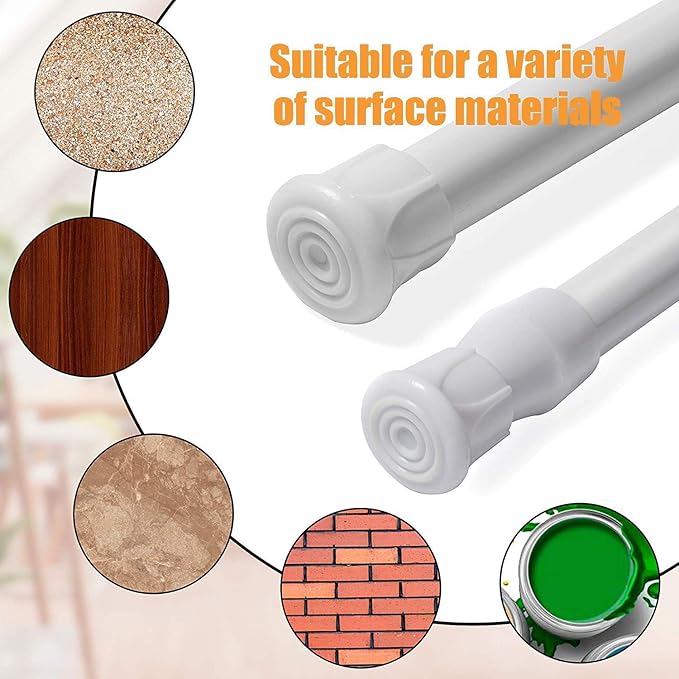 2 Pack Small Tension Rods 12 in to 20 Curtain Rods Window Rods in Extendable Width Spring Cupboard Bars for Kitchen Utensils, Closet, and Cabinet, Fit in The Spaces to Stay Up