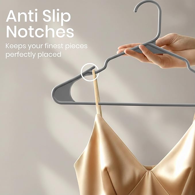Utopia Home - Plastic Hangers 50 Pack - Space Saving Clothes Hanger - Durable and Strong Closet Organizers and Storage Makes It Ideal Stocking Stuffers or Apartment or Dorm Room Essentials (Grey)