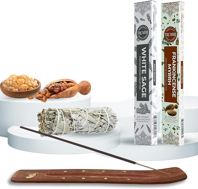 TRUMIRI Trumiri Incense Sticks - Combo Pack of 40 Insence-Sticks - 20 White Sage + 20 Frankincense Myrrh - Insenses - Insents - Incents - Inscense - Incence - Incienso - All Natural Incense Sticks