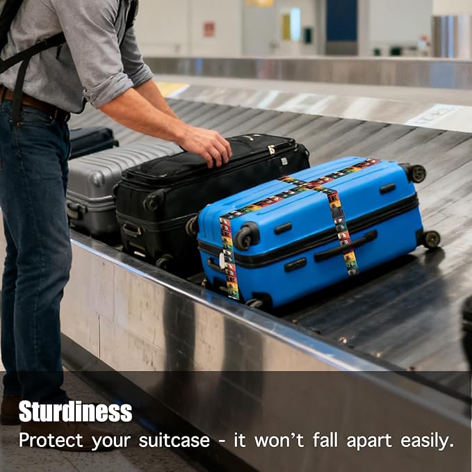 Nuxovilar Luggage Straps of 2 Set Solid Black Pattern, 1.96x90.5 inches - Luggage Straps for Suitcases, Nice for Business Travel, Formal Trips, Daily Use