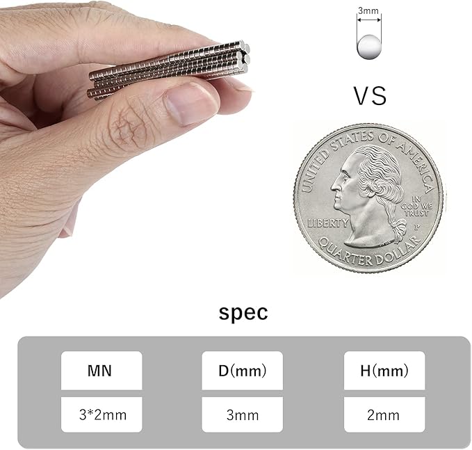 RHINOCATS 200Pcs Small Magnets，3x2mm Mini Magnets for Miniatures, DIY, Office, Hobbies, Crafts and Science
