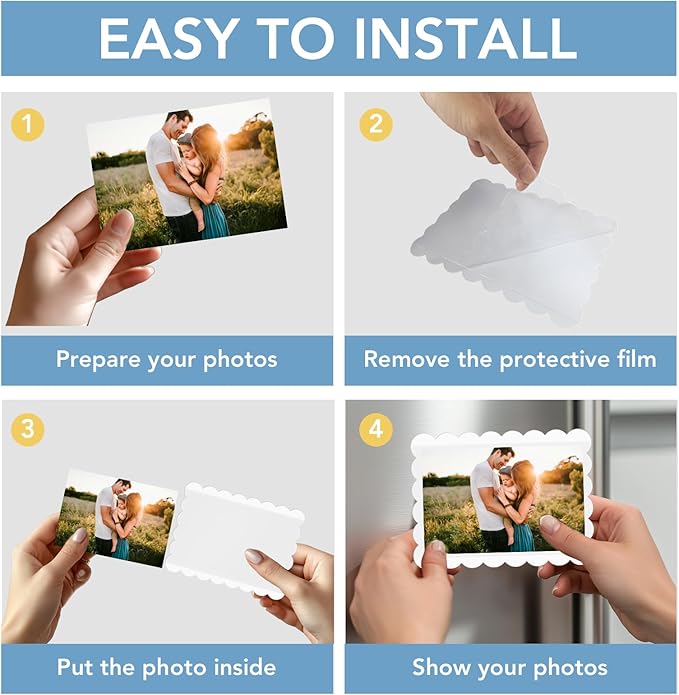 Magnetic Picture Frame, 10 Pcs Magnetic Picture Frames for Refrigerator 4x6, Magnetic Photo Frames with White Border, Refrigerator Magnets for Pictures Suitable Home, School, Office (white, 4X6flower-10pcs)