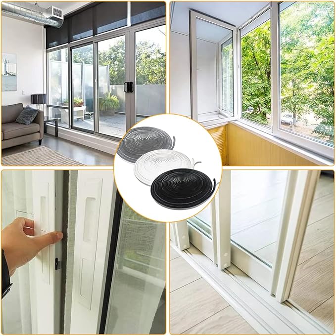 Bruiefpap 65FT Weather Stripping for Doors and Windows, Self-Adhesive Soundproofing Door Seal, Door Insulation for Sliding, Exterior, Frames and Front, 0.35'' Wide x 0.35'' Thick, Grey