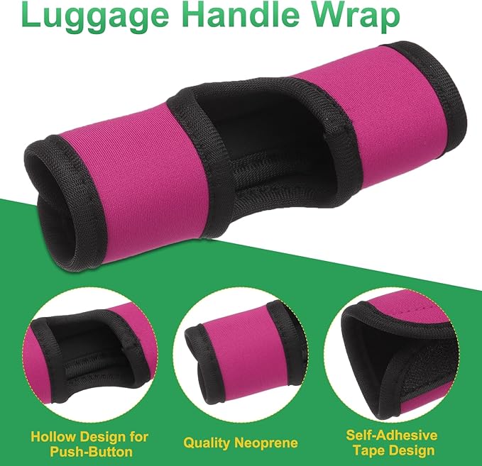 uxcell Luggage Handle Wrap, 2 Pcs Hollow Neoprene Handbag Grip Cover Protector Luggage Identifiers Suitcase Handle Wraps for Luggage Suitcase Travel Bags, Rose Red