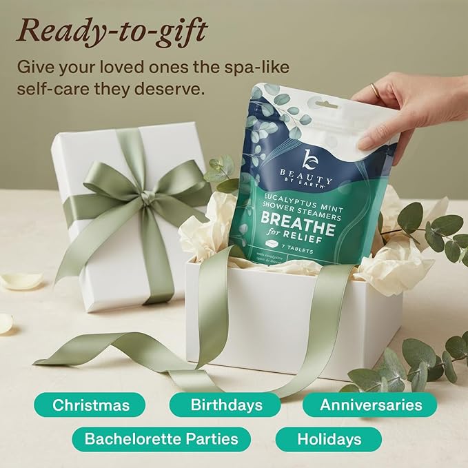 Shower Steamers Aromatherapy - USA Made with Natural Ingredients & Eucalyptus Essential Oil, Large Shower Bombs, Relaxation Spa Gifts for Women & Men, Unique Self Care Gifts