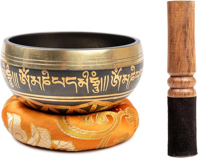 Tibetan Singing Bowl Set Brass - Master Healing Grade - Authentic Handcrafted Sound Bowl by Himalayan Bazaar