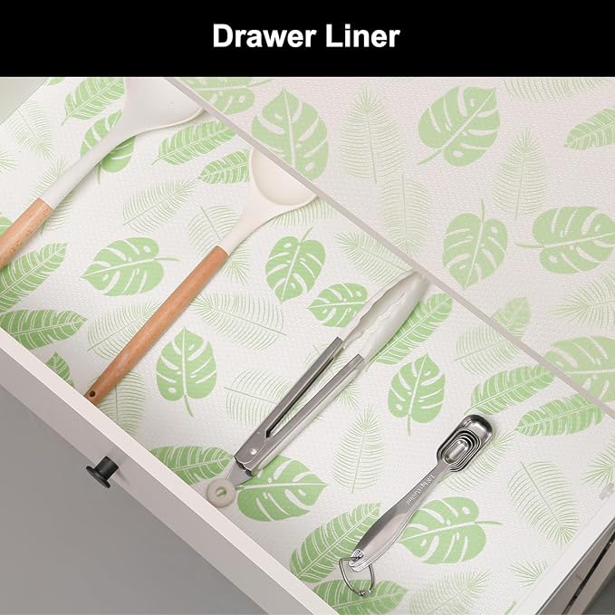 Cooyes Shelf Liner - Premium Non-Adhesive Cabinet & Drawer Liner for Kitchen - Waterproof Shelf Paper with Modern Pattern - Durable EVA Cabinet Mat - Easy to Cut (17.5" W x 197" L)