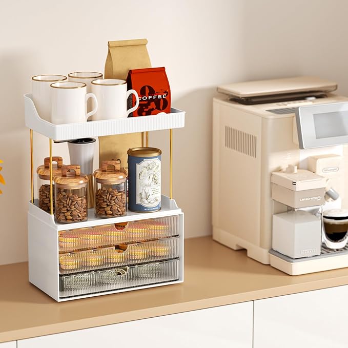 2 Sets Makeup Organizer – 5 Tier Bathroom Organizers and Storage, Versatile Perfume Vanity Organizer, Ideal for Cosmetic, Large Skincare, Face Mask, Office Supplies, Clear