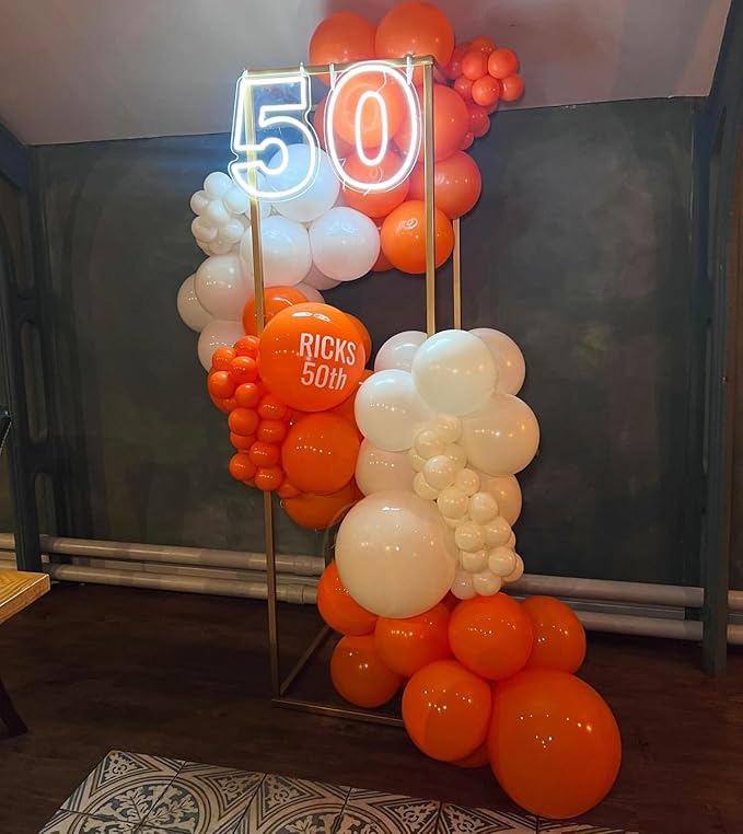 Orange and White Balloon Arch Kit, ADOINBY 140Pcs White and Orange Balloons Confetti Balloon 18 12 10 5 Inch Different Size Balloons for Baby Shower Halloween Birthday Anniversary Party Decoration