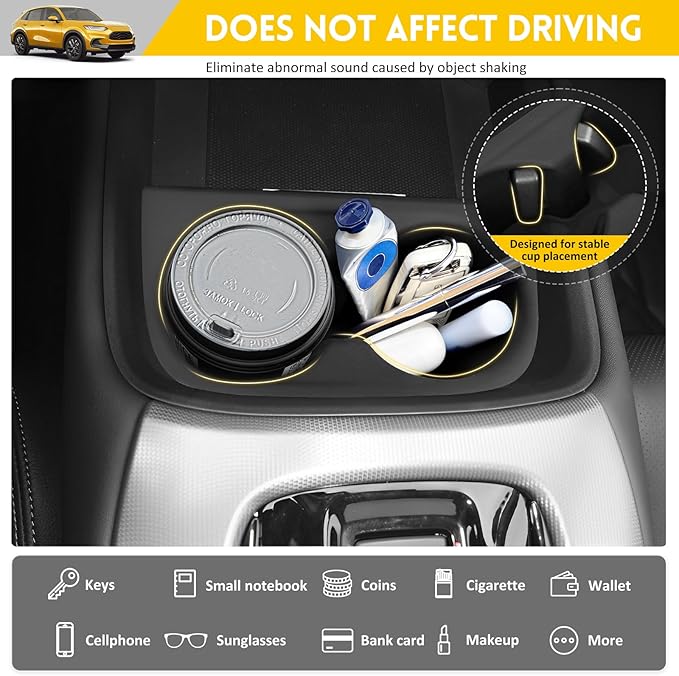Cup Holder for 2023-2025 Honda HRV Accessories, Center Console Cup Holder Insert Cupholder Organizer Coaster Liner for 2023+ HR-V EX/EX-L/LX/SE/Sport/Touring