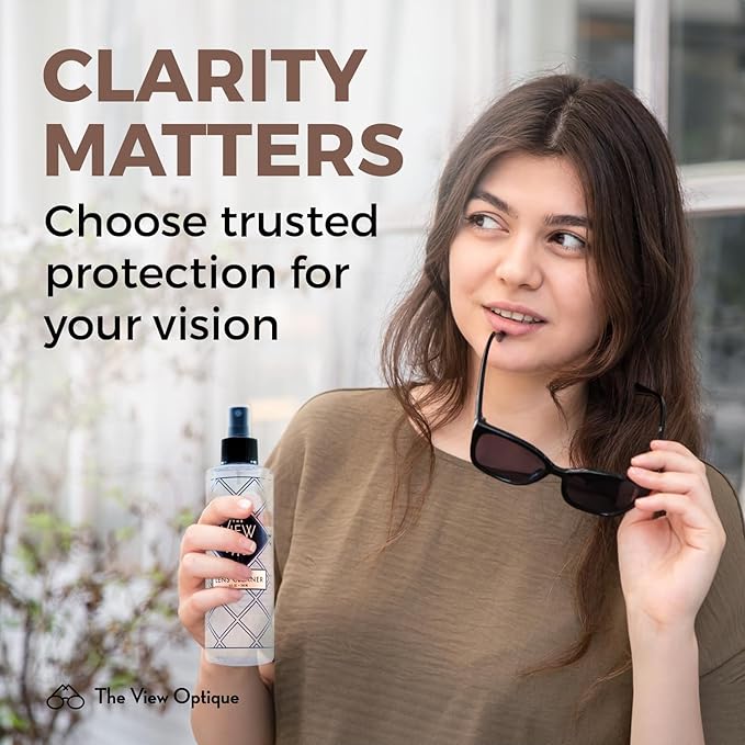 Anti-Reflective Lens Cleaner Spray Kit – (1) 8oz & (1) 1oz Glasses Cleaner Spray for Eyeglasses, Sunglasses, Lenses, Screens & Camera Cleaning Kit (2 Piece Set)