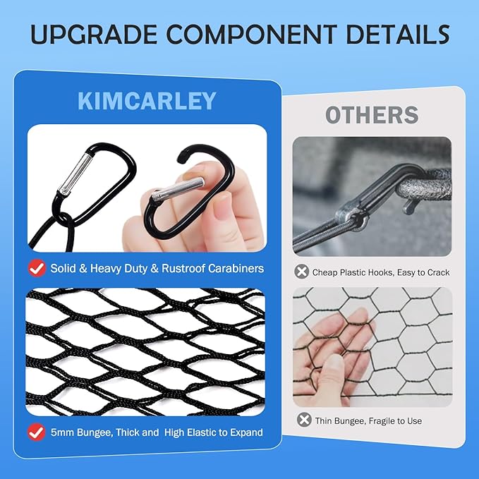 Envelope Style Cargo Net for 2023-2026 Chevy Colorado&GMC Canyon Accessories, Trunk SUV Mesh Cargo Net, Upgraded 5mm Bungee & Double-layer Nylon Storage Tailgate Netting Grocery&Tools Holder Organizer