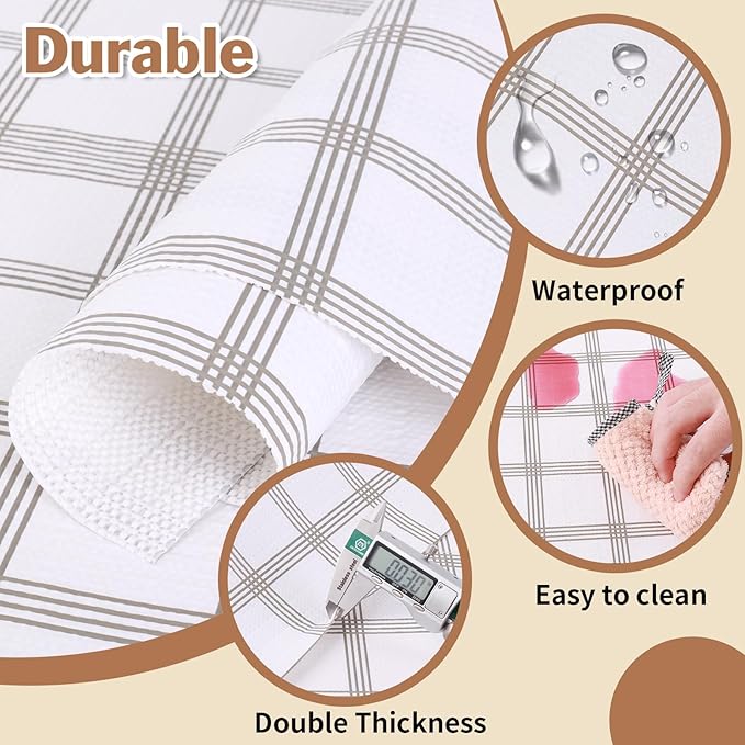 Shelf Liners for Kitchen Cabinets 17in x 30FT, Non Adhesive Drawer Liner White Square Thickened Shelf Liner Non-Slip Easy to Clean for Tool Box Refrigerator with Knife and Tape Measure