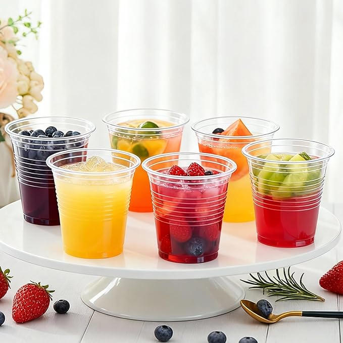 Lamosi 100 Pack 5 oz Clear Plastic Cups, Disposable Party Cups, Small Clear Plastic Cocktail Tumblers for Mouthwash Bathroom, Tasting, Drinking
