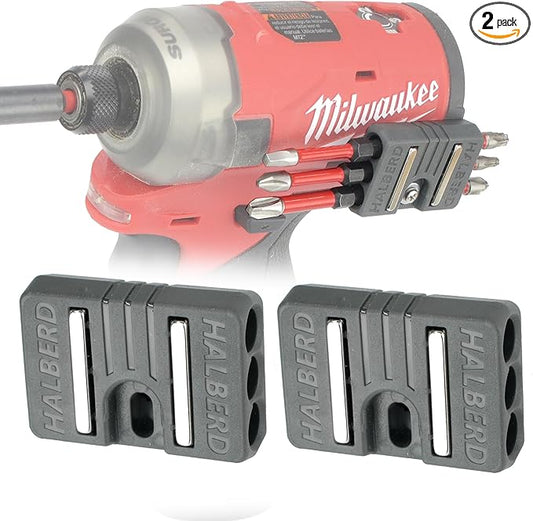 Halberd Premium Bit Holder for M12 Gen 2 and Gen 3 Tools, Securely Screws to Belt Clip Screw, Premium Neodymium Magnets, for Milwaukee M12 Gen 2 and Gen 3 Tools Only (2 Pack, Premium)