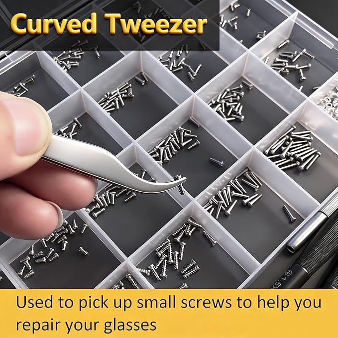 Eyeglass Repair Kit - 24 Types of Eyeglass Screw Size Glasses Repair Kit with Screws, Eyeglass Nose Pads, Eyeglass Screwdriver and Tweezer (24 Types Screws)