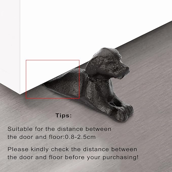 Sumnacon Cast Iron Door Stop - Heavy Duty Rustic Door Stopper, No Drilling Required, Vintage Metal Door Wedge for Floor Surface in Home, Office, Commercial, and Industrial Settings - Dachshund Design