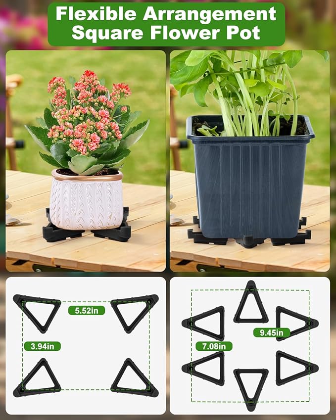 FantasyLife Pot Feet for Outdoor Planters, Invisible Breathable Plant Risers, Moisture-Proof Pot Stands Toes Lifters for Heavy Plants, Stackable Planter Feet for Indoor Outdoor (24pc Black, Small)