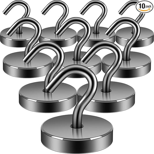 Neosmuk Magnetic Hooks, Cruise Ship Essentials, 120lb+ Heavy Duty Magnetic Hooks for Cruise Cabins, Refrigerator, Grill, Hanging, and Travel | Extra Strong Must-Haves Magnet Hook,Gunmetal,Pack of 10