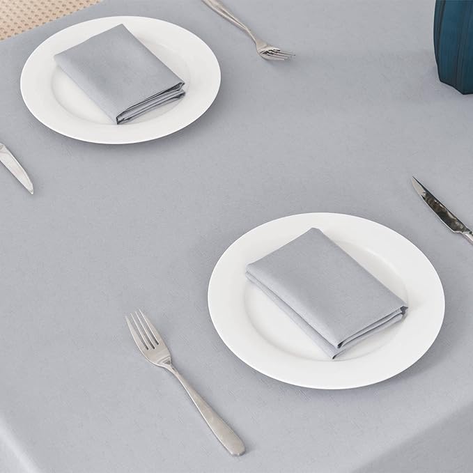 Textured Rectangle Tablecloth 60x120 inch Table Cloth Water Resistant Wrinkle Free Spill-Proof, Decorative Fabric Table Cover Washable for Banquet Parties Event Holiday Dinner, Light Grey