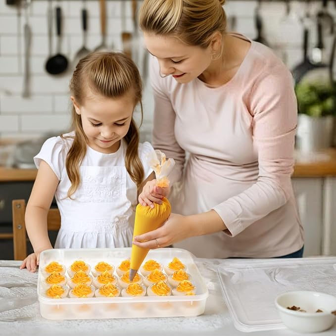 HANSGO Deviled Egg Containers with Lid, Deviled Egg Tray Holder Carrier with Lid for 24 Eggs for Home Party Kitchen Supplies Refrigerator Storage