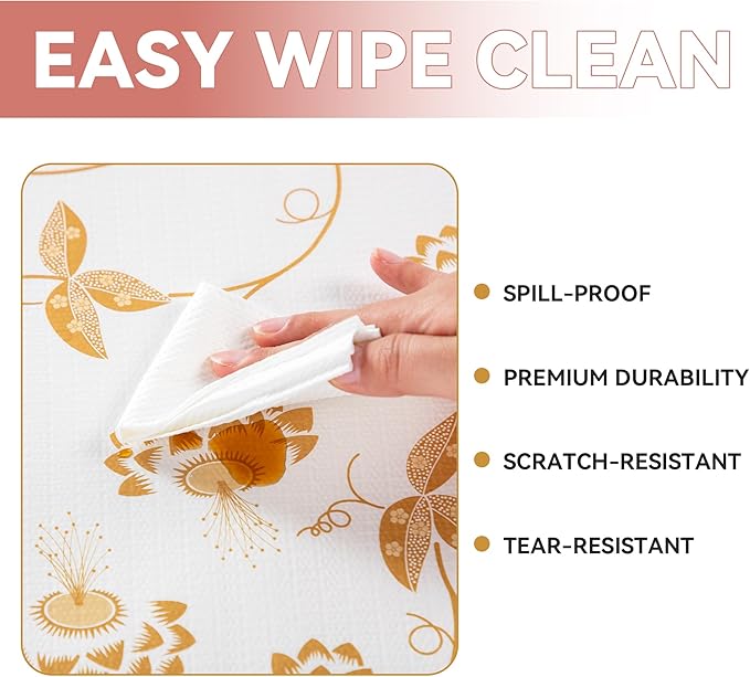 RAY STAR Shelf Liner, Non Adhesive Golden Leaves Floral Kitchen Cabinet Liner for Pantry Drawer Vanity, Strong Grip Non Slip, Shelf Liners for Kitchen Cabinets Cupboard 18 Inch x 8 FT (5 Rolls)