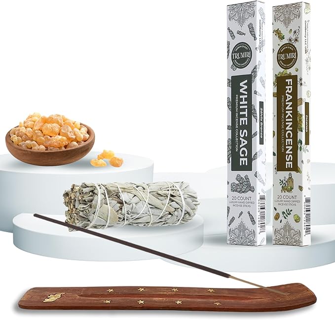 Trumiri Incense Sticks - Combo Pack of 40 Insence-Sticks - 20 White Sage + 20 Frankincense - Insenses - Insents - Incents - Inscense - Incence - Incienso - All Natural Incense Sticks