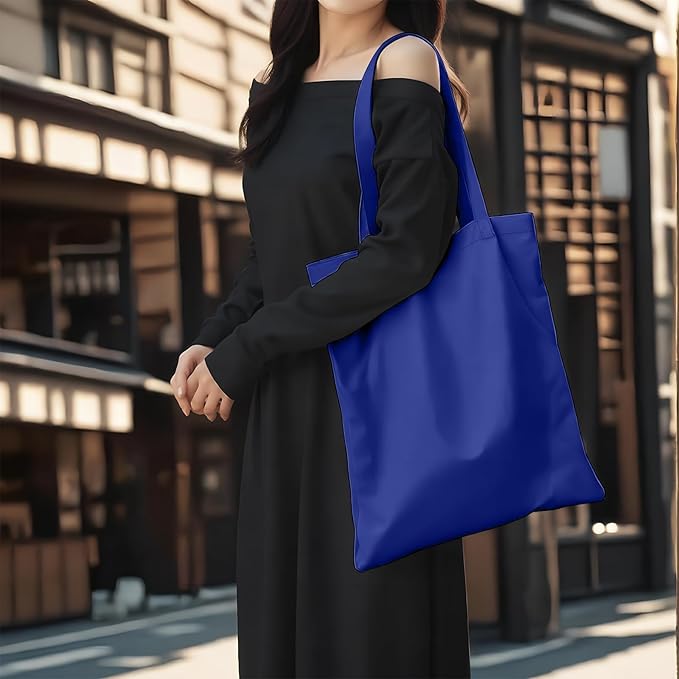 1 Pack Available Premium Canvas Reusable Tote Gift Bags,Made of Natural Canvas with Handle,Work,DIY,Shopping(Navy Blue)
