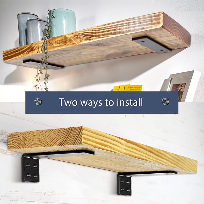 MLOQI 6 Pack Heavy Duty Shelf Brackets, L Brackets for Shelves, 5mm Thick Floating Shelf Bracket Up to 50KG Capacity (12Inch)