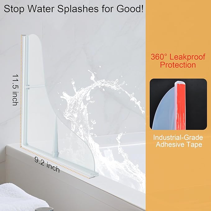 Mofason Silicone Shower Splash Guard, Clear Bathtub Corner Splash Guard, Bathroom Shower Water Guard Can Be Used in Washbasins, Tubs, Sinks, Etc. - 2 Pack