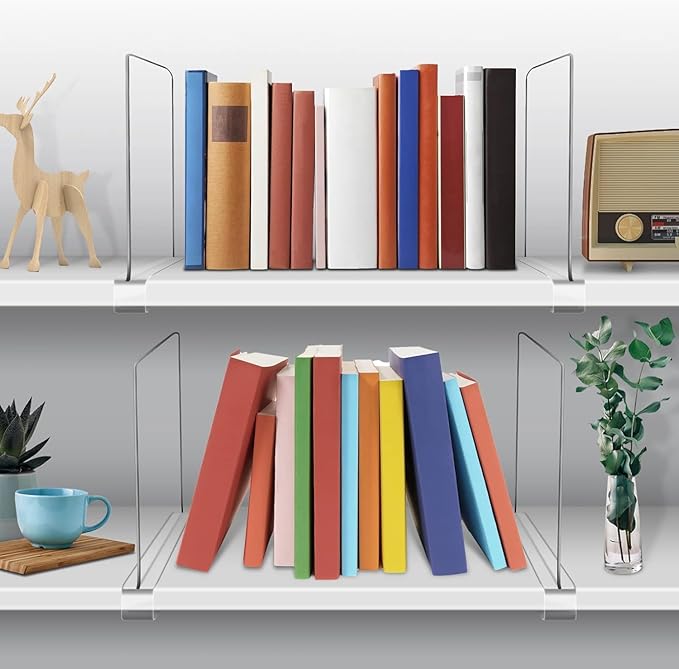 12 Inches Shelf Dividers for Closet Organization and Storage, 12 Pack Vertical Purse Organizer for Closet Adjustable Acrylic Bookshelf for Organization, Perfect for Sweater Shirts Handbags in Bedroom