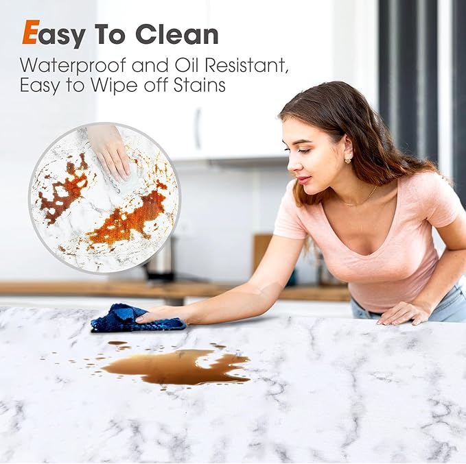 Drawer and Shelf Liner, Non-Slip Kitchen Cabinet Liners Non-Adhesive Thick Strong Grip Waterproof Washable Mats Protect Dresser Shelves Cupboard Bathroom Cabinets, White Marble, 24 in X 20 FT
