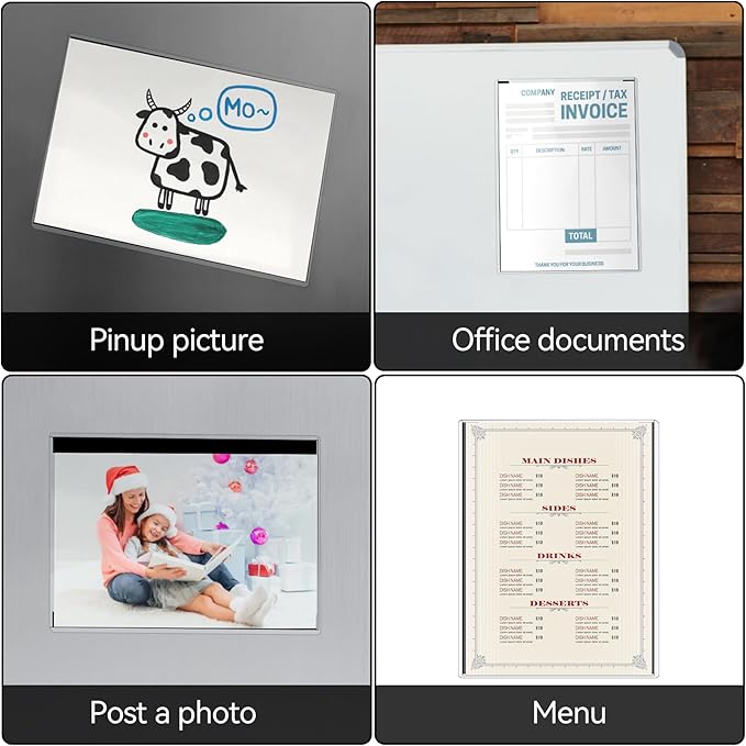 5 Pcs 8.5'' x 11'' Rigid Magnetic Sign Holders - Clear Plastic Document Frames with Magnet Borders for Letter Size Posters - Perfect for Home, Office, and Store Displays