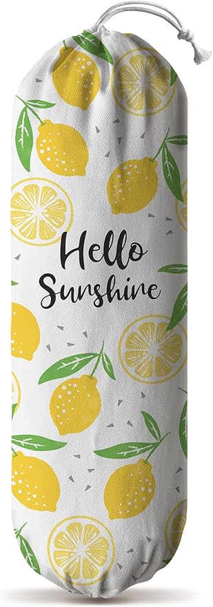 Hglian Lemon Grocery Bags Holder, Sunshine Plastic Bag Holder Garbage Shopping Trash Bags Storage Organizer, Cute Lemon Kitchen Décor, Gifts for Women